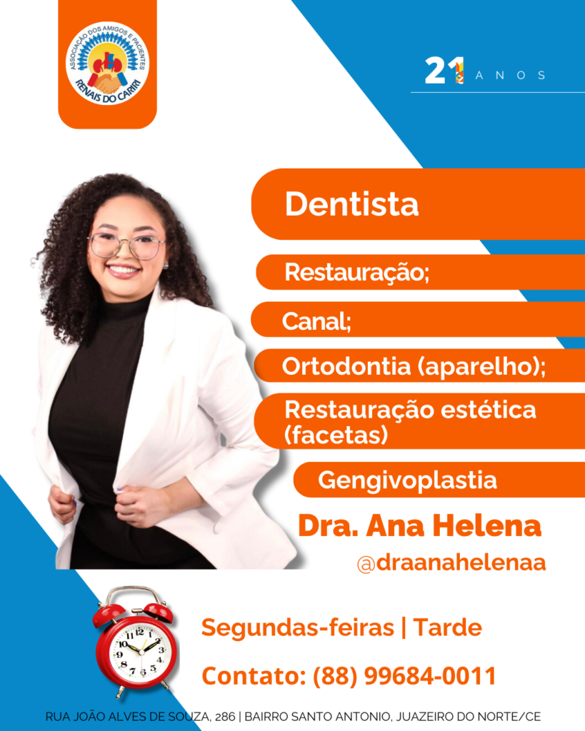 Doutora Ana Helena, profissional dentista voluntária na Renais do Cairiri