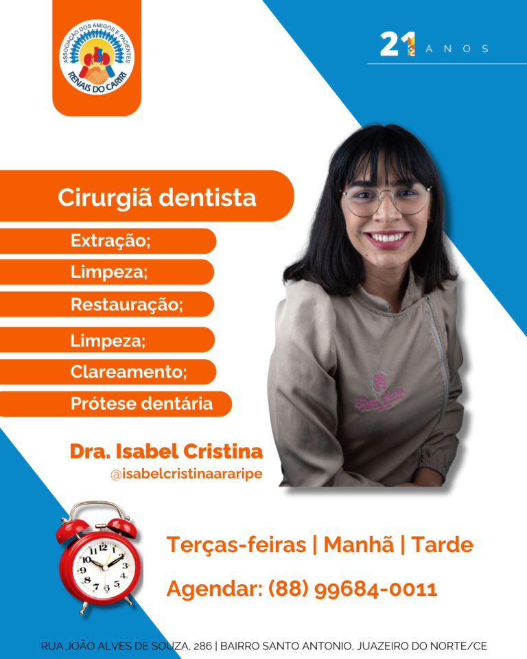 Dentista voluntária na Renais do Cariri. Doutora Isabel Cristina