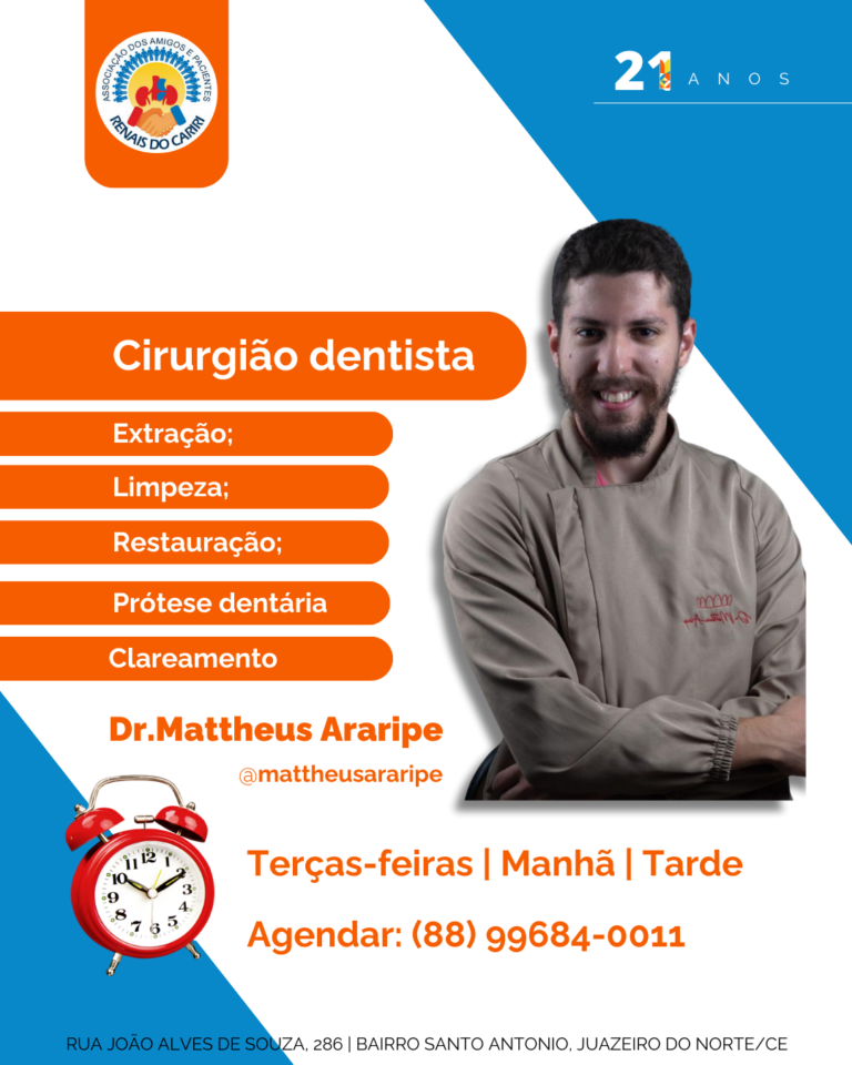 Doutor Mattheus Araripe, dentista voluntário na Renais do Cariri